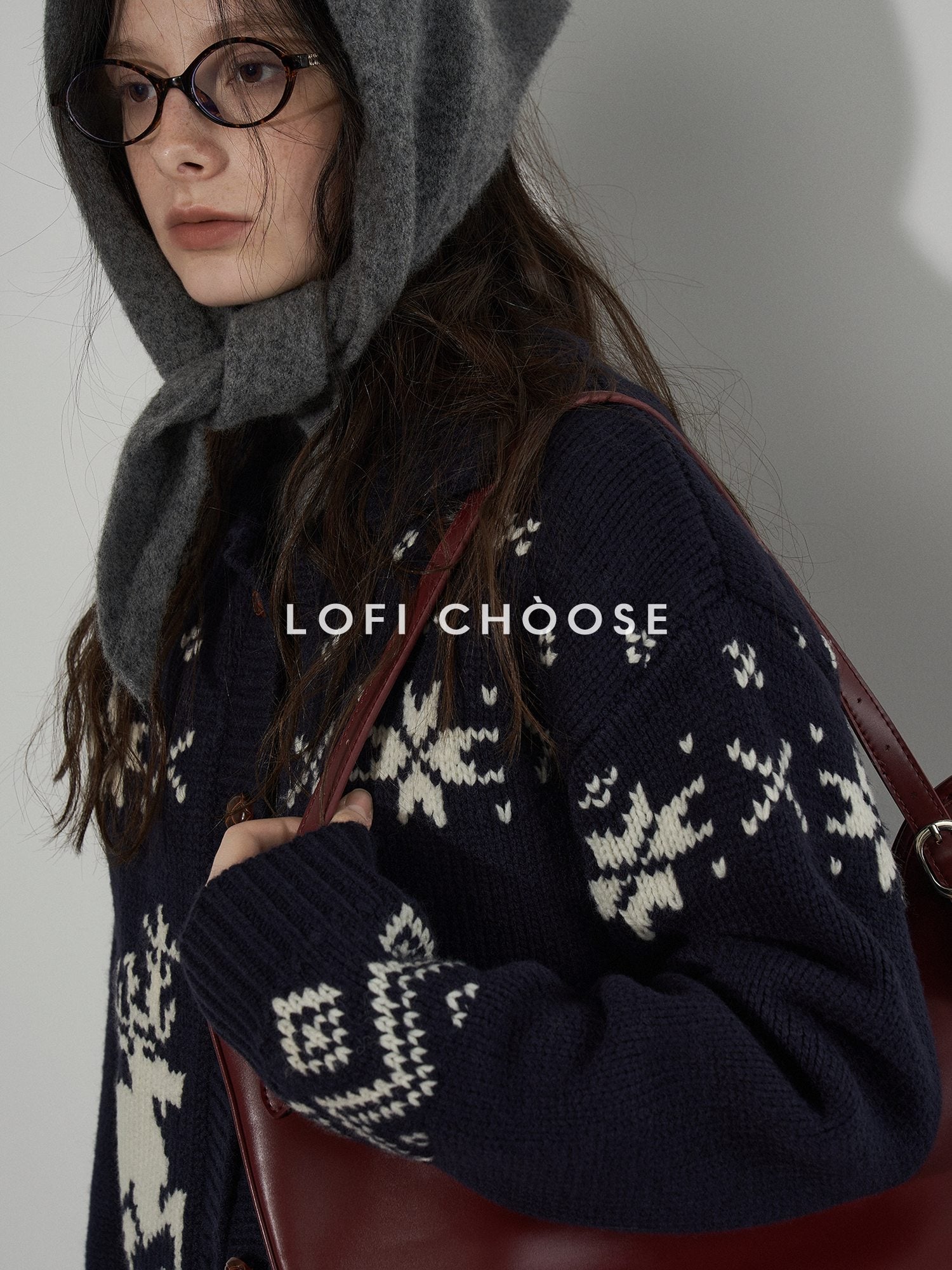 Lofi choose Cozy Soft Knit Office Relaxed Colorblock Women Navy Button Cardigans