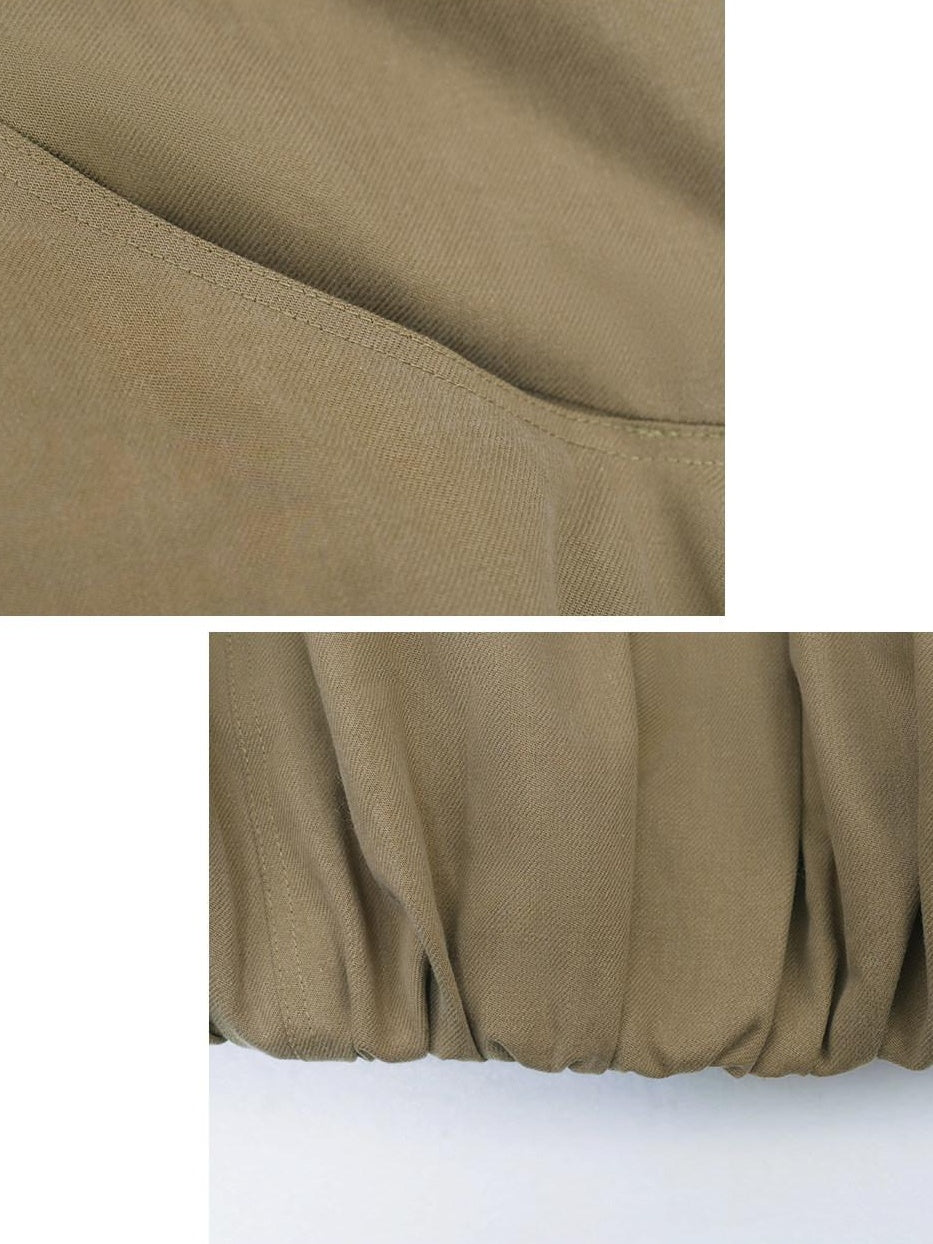 someonesometimes Lyocell Cotton Blend Relaxed Stand Collar Zip Women Beechwood Green Short Coat