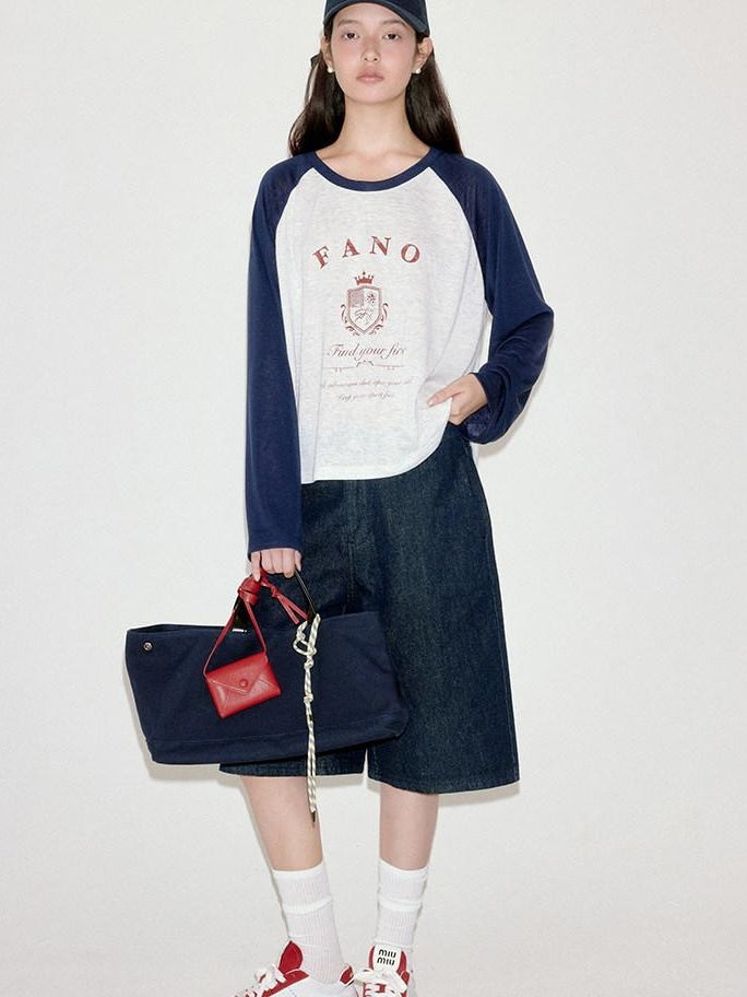fano Moisture Wicking Cross Print Korean Loose Raglan Lyocell Long Sleeve T-Shirts
