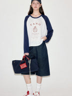 fano Moisture Wicking Cross Print Korean Loose Raglan Lyocell Long Sleeve T-Shirts