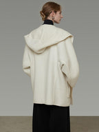 unspoken 100 Percent Sheep Wool Commuter Relaxed Notched Lapel White Wool Coats