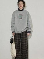 Lofi choose Fleece Lined Oversized Crew Neck Workwear Women Cotton Polyester Blend Sweatshirt