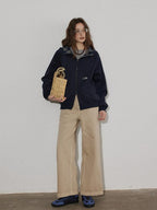 Lofi choose High Waist Casual Loose Fit Zipper Front No Stretch Beige Women Wide Leg Jeans