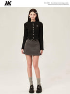 ikyou Durable Non Deforming Embroidered A Line High Waist Casual Ladies Mini Skirts