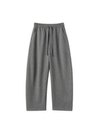 ikyou Warm Casual Pockets Elastic Waist Women Light Gray Stretch Wide Leg Pants