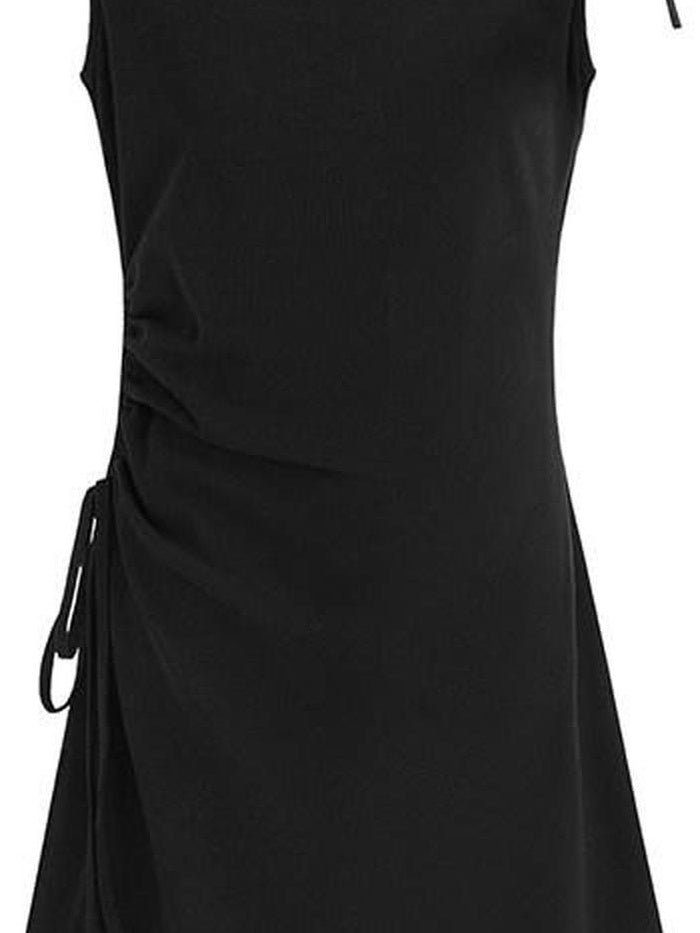 fano Cotton Blend Elegant Sleeveless Asymmetric Hem H Fit Women Midi Dresses