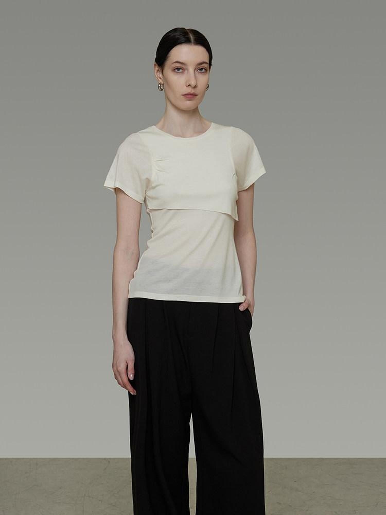 unspoken Soft Acrylic Slim Fit Crew Neck Minimal Office Women White Short Sleeve T-Shirts