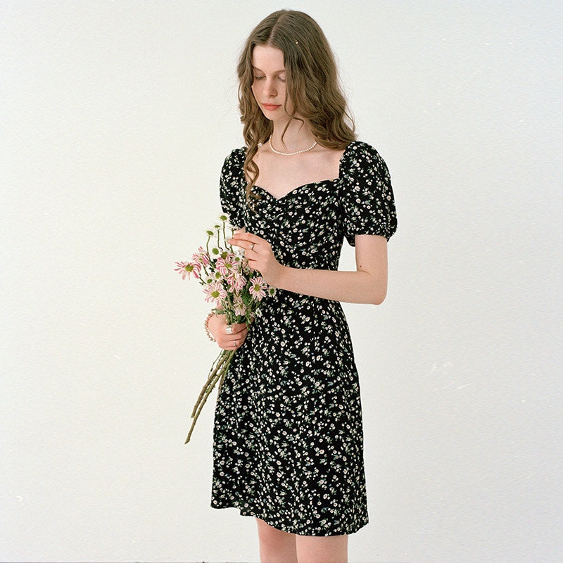 fano_Viscose_Square_Neck_Puff_Sleeve_A_Line_Casual_Black_Floral_Maxi_Dresses_MISSTT