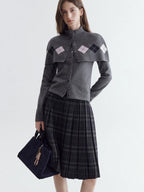 fano Button Front Two Piece Knit Crew Neck Long Sleeve Women Office Cardigans