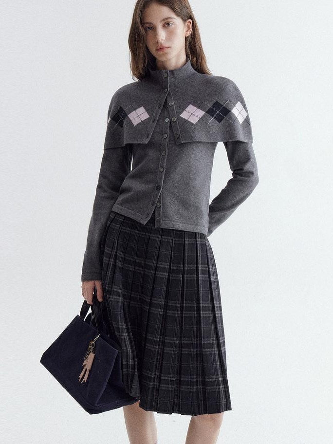 fano Button Front Two Piece Knit Crew Neck Long Sleeve Women Office Cardigans