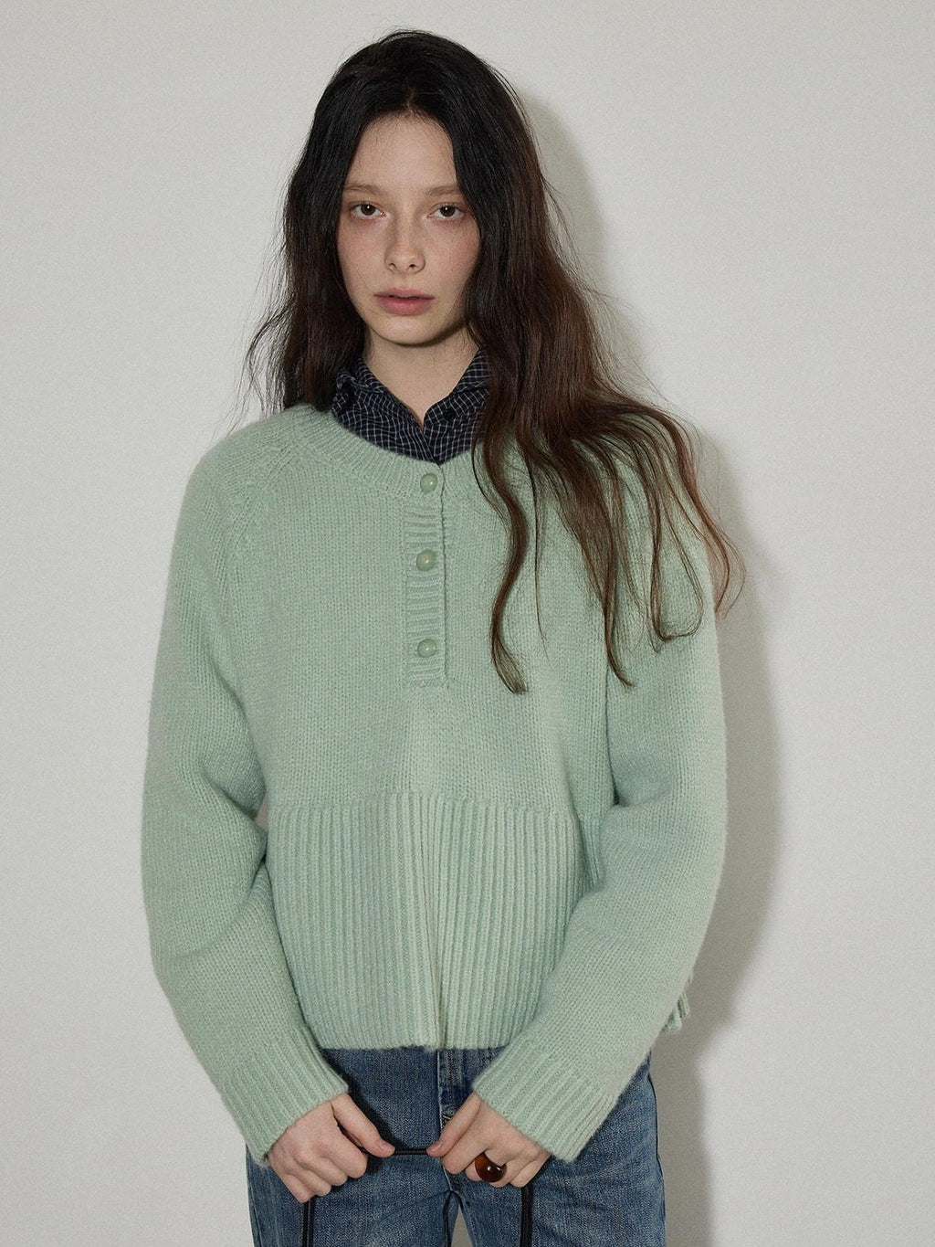 Lofi choose Soft Acrylic Commuter Loose Fit Solid Crewneck Women Knitwear Sweaters