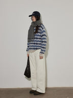 Lofi choose High Waist Casual Zipper Fly Cotton Blend Women Beige Brown Wide Leg Pants