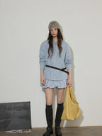 Lofi choose Comfortable Loose Plaid Button Collar Long Sleeve Women Workwear Midi Dresses