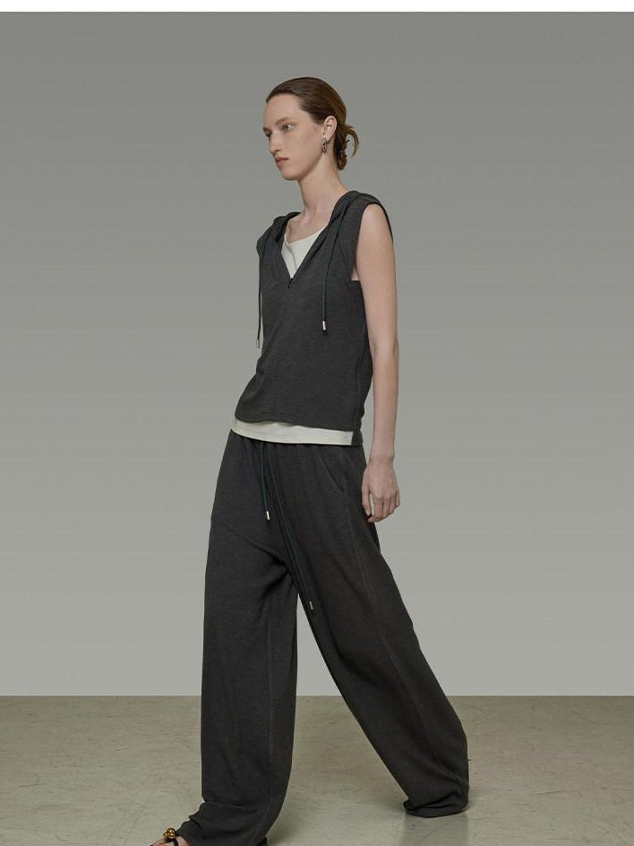 unspoken Soft Viscose Short Sleeve Hooded Casual Long Pants Top & Pants Sets