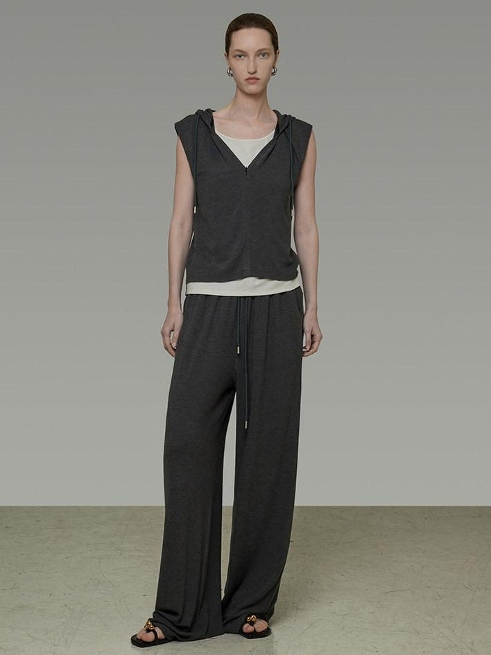 unspoken Soft Viscose Short Sleeve Hooded Casual Long Pants Top & Pants Sets