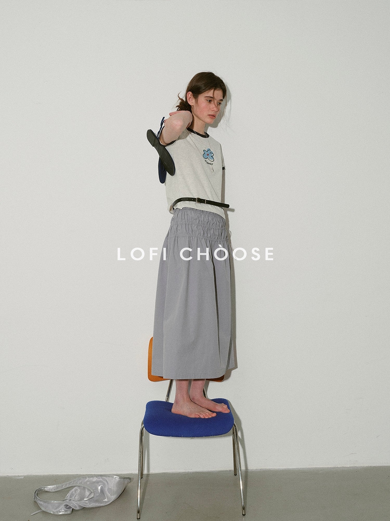 Lofi choose High Waist Bow A Line Cotton Commuter Loose Fit Women Tie Elegant Midi Skirts