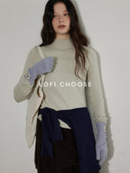 Lofi choose Cozy Modal Wool Blend Polka Dot Turtleneck Loose Fit Women Office Knit Sweaters