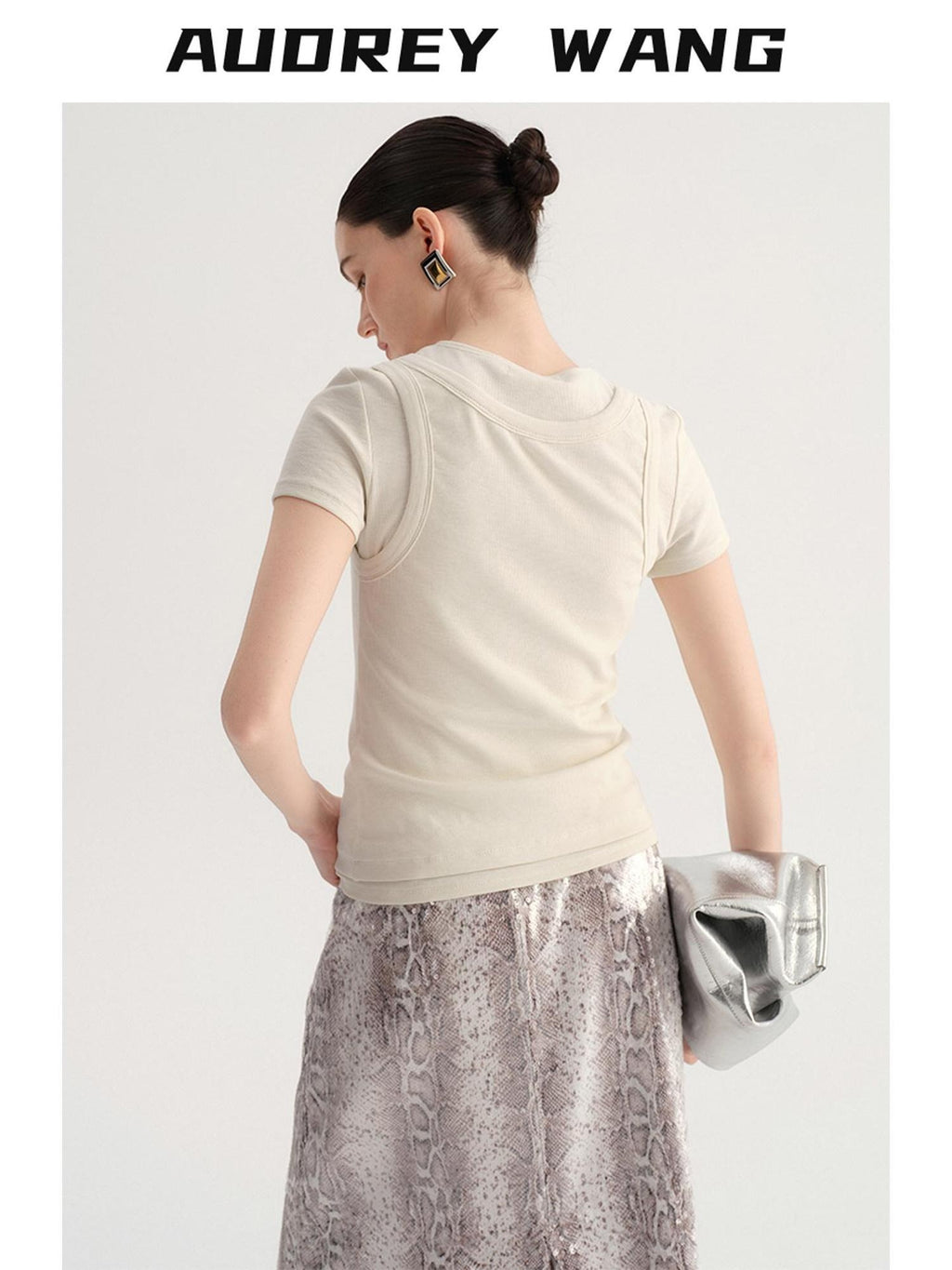 audreyyang Viscose Cotton Slim Fit Casual Round Neck Women Solid Short Sleeve T-Shirts