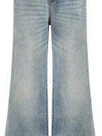 fano Comfortable Relaxed Natural Waist Zipper Fly Light Blue Straight Leg Jeans