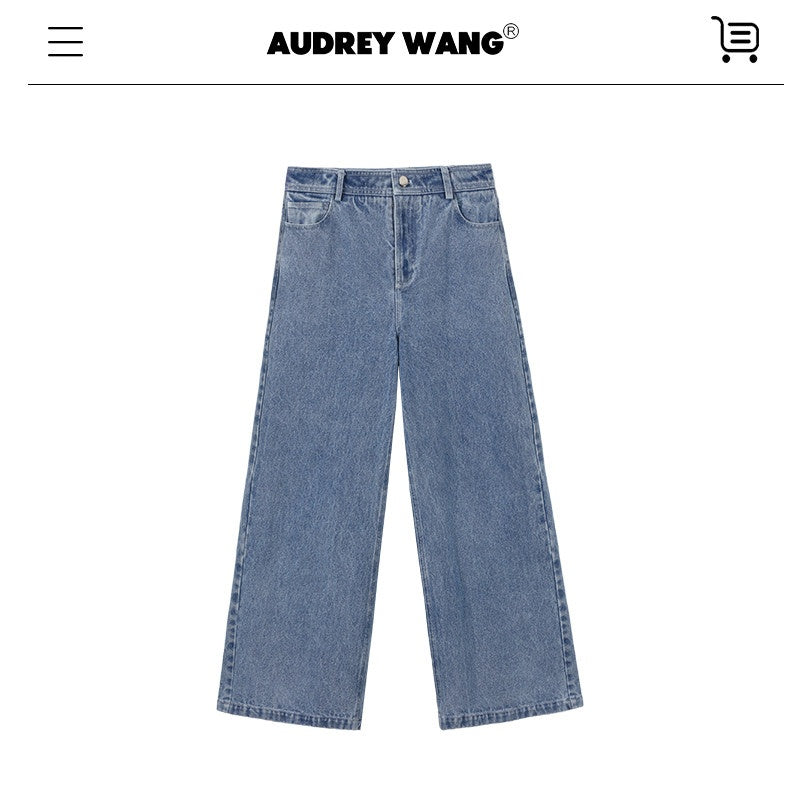 audreyyang_100%_Cotton_Vintage_Loose_Fit_Button_Long_Sleeve_Denim_Women_Top_&_Pants_Sets_MISSTT