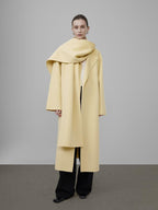 unspoken 100 Percent Wool Bright Yellow Long Straight Minimalist Office Wool Coats
