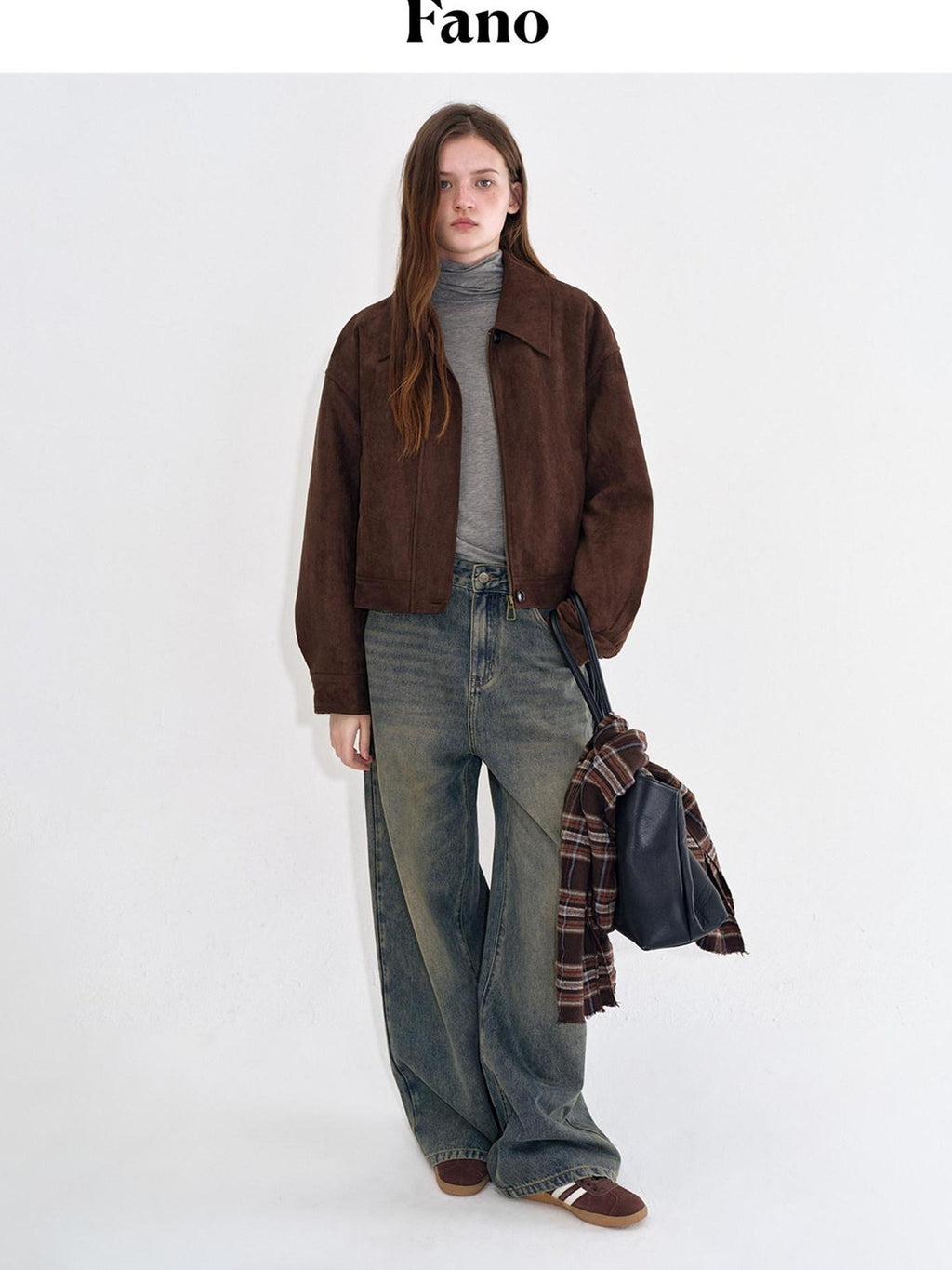 fano Breathable Cotton Distressed Natural Waist Loose Fit Blue Wide Leg Jeans