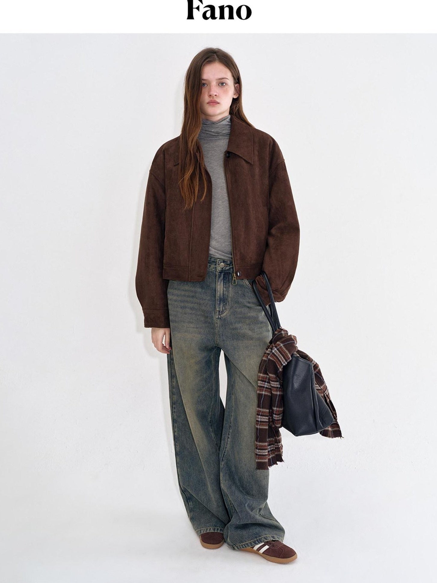 fano Breathable Cotton Distressed Natural Waist Loose Fit Blue Wide Leg Jeans