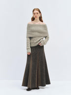 someone sometimes Wool Mohair Blend Oversized Casual Knit Pullover Women Dark Mist Green Sweaters