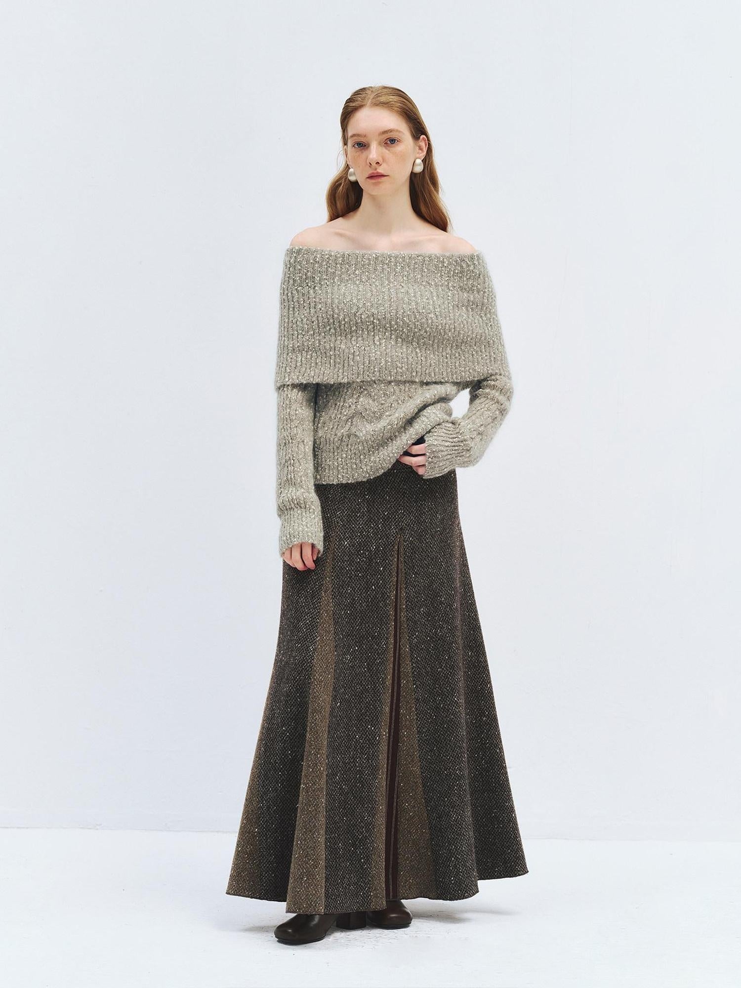 someone sometimes Wool Mohair Blend Oversized Casual Knit Pullover Women Dark Mist Green Sweaters