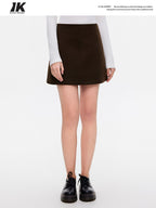 ikyou Wrinkle Free Retro A Line Lined Pocket Mid Waist Women Polyester Mini Skirts