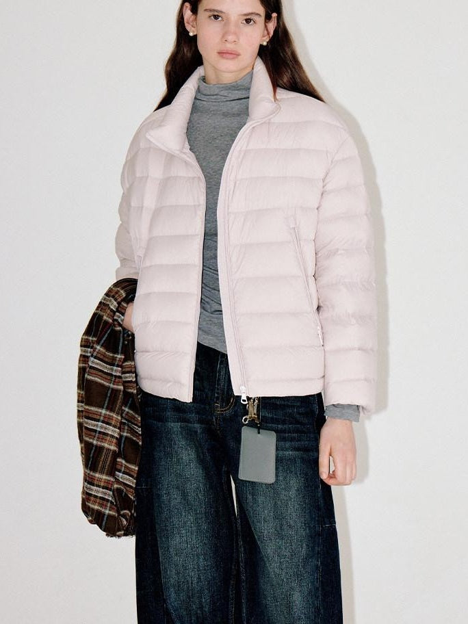 fano Warm 90 Percent Duck Down Straight Commuter Short Pink Fur Collar Down Jackets
