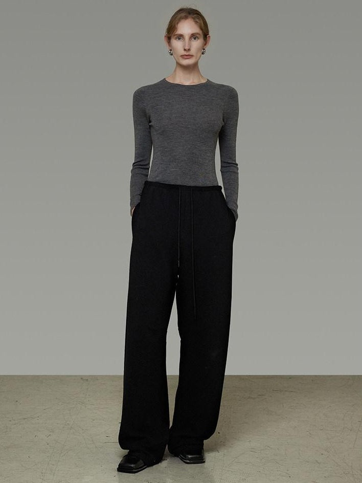 unspoken Breathable Pure Sheepswool Minimal Slim Fit Womens Crew Neck Pullover Sweaters
