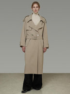 unspoken Online Exclusive Minimalist Loose Fit Midlength Light Khaki Women Trench Coats