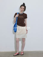 Lofi choose Printed Crew Neck Loose Fit Commuter Women Light Blue Short Sleeve T-Shirts