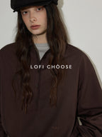 Lofi choose Embroidered Loose Drop Shoulder Collared Workwear For Women Polyester Blouses