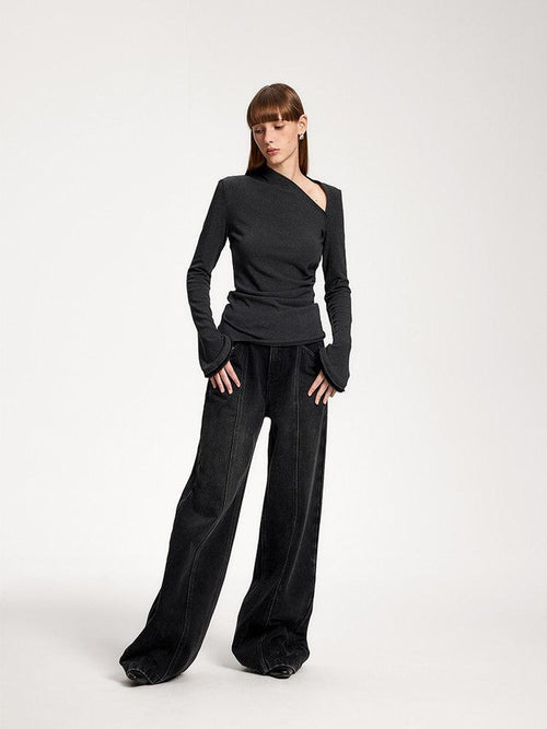 someone sometimes Elegant Office Pullover Regular Women Solid Cream Charcoal Knitwear Sweaters