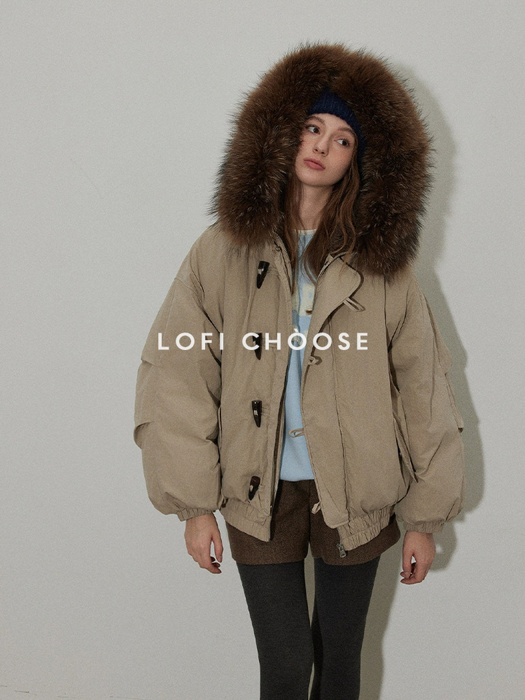 Lofi choose 90% White Duck Down Short Detachable Hood Fur Collar Commuter Women Down Jackets