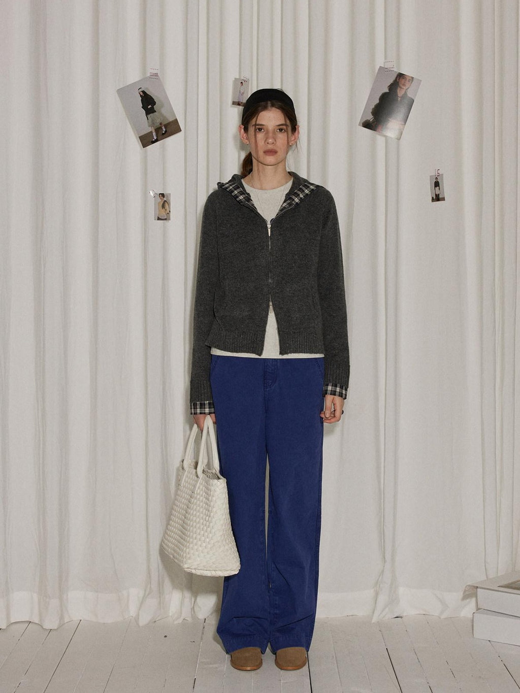 Lofi choose High Waist Distressed Vintage Blue Relaxed Cotton Zip Fly Womens Wide Leg Jeans