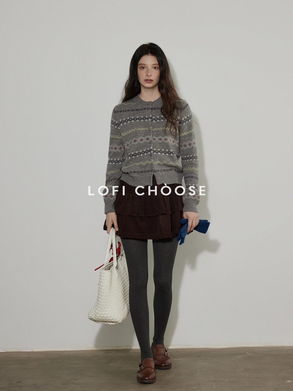 Lofi choose Cozy Gray Button Front Loose Fit Knit Crew Neck Workwear Cardigans