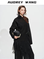 audreyyang Soft Viscose Blend Non Deforming Loose Fit Patchwork Women Top & Pants Sets