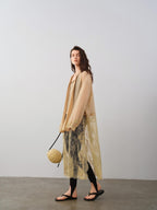 audreyyang Cotton Blend Lace Patchwork Relaxed Fit Long Sleeve Casual Women Midi Dresses