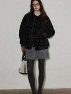Lofi choose Thick Warm Vintage Loose Floral Womens 90Pc White Duck Down Jackets