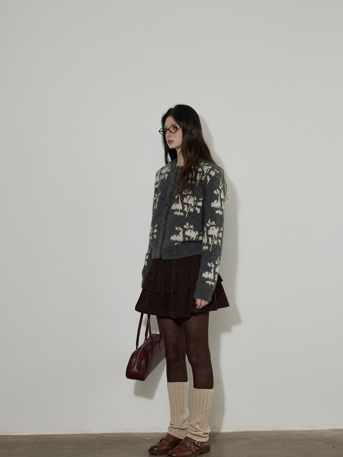 Lofi choose High Waist Cotton Puff Skirt Loose Commuter Women Brown Mini Skirts