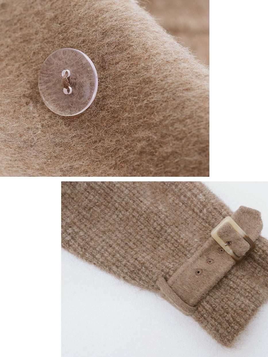 someone sometimes Alpaca Blend Casual Relaxed Double Breasted Lapel Women Dusty Camel Short Coat