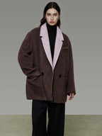 unspoken Soft Wool Blend Loose Commuter Coat 3D Tailoring Lapel Collar Women Wool Coats