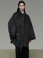 unspoken 100% Sheep Wool Relaxed Fit 3D Tailoring Commuter Women Deep Gray Wool Coats
