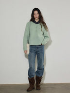 Lofi choose Soft Acrylic Commuter Loose Fit Solid Crewneck Women Knitwear Sweaters