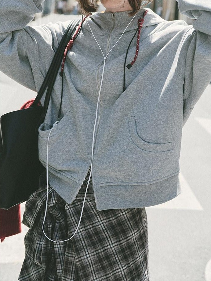 fano Two Piece Zip Up Oversized Long Sleeve Women Midweight Heather Grey Hoodie