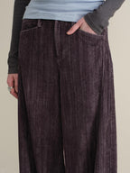 someonesometimes Washed Cotton Vintage Balloon Natural Waist Casual Women Purple Pants