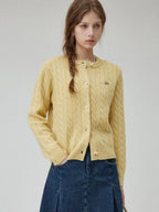 fano Pure Lambswool Minimal Commuter Low Round Neck Button Knitwear Women Cardigans